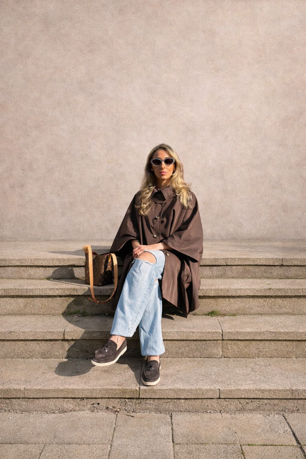 Oversized Cape Coat - Brown