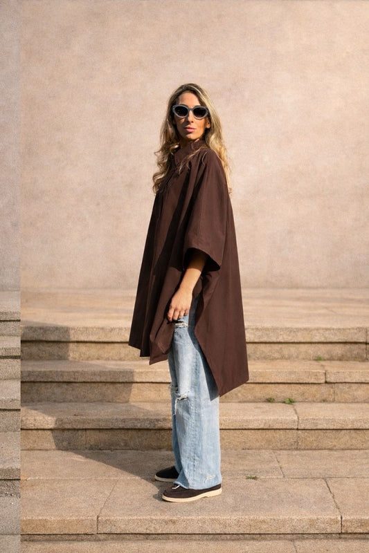Oversized Cape Coat - Brown