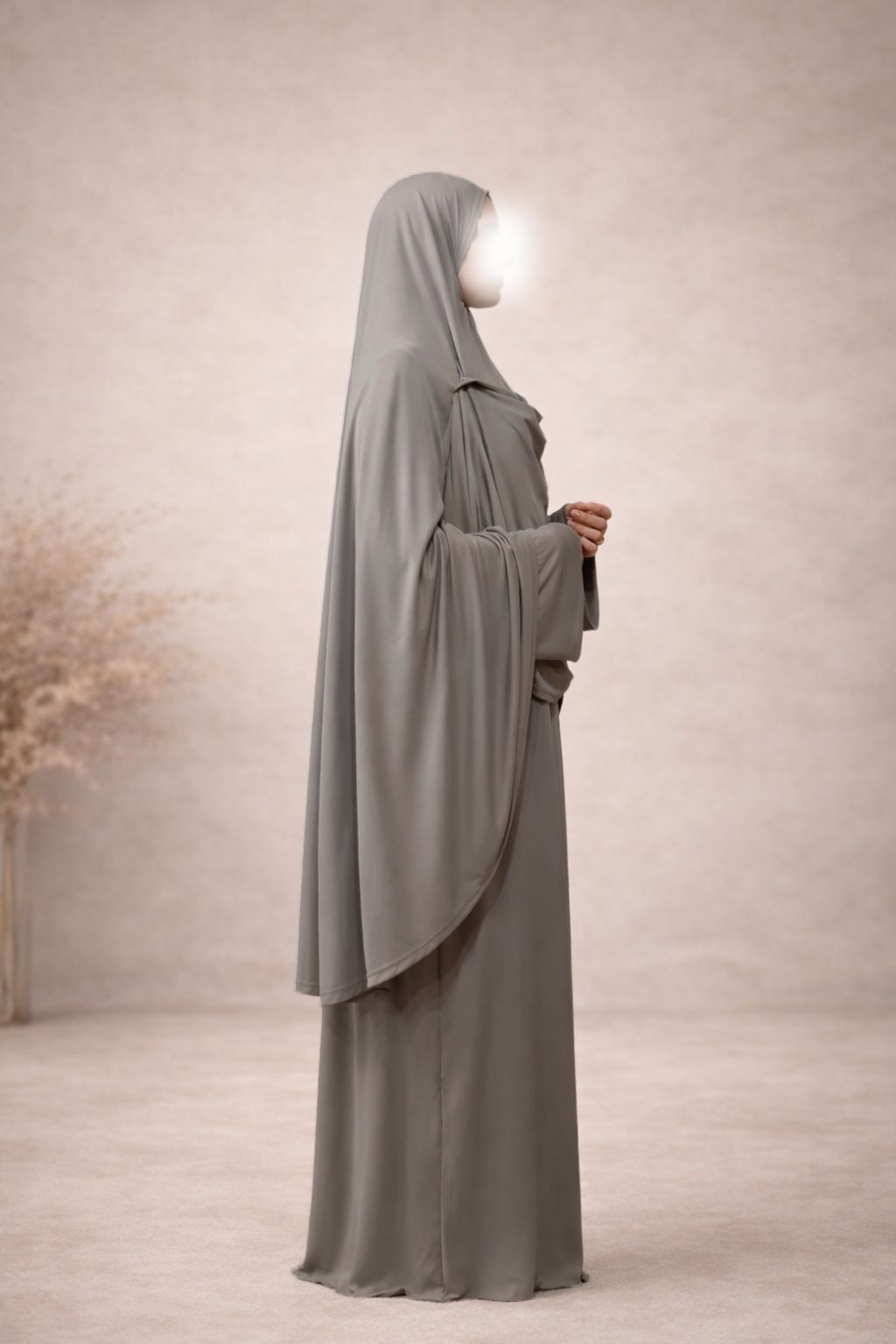PREMIUM JERSEY KHIMAR ABAYA SET - TAUPE