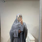 PREMIUM JERSEY KHIMAR ABAYA SET - GRIJS