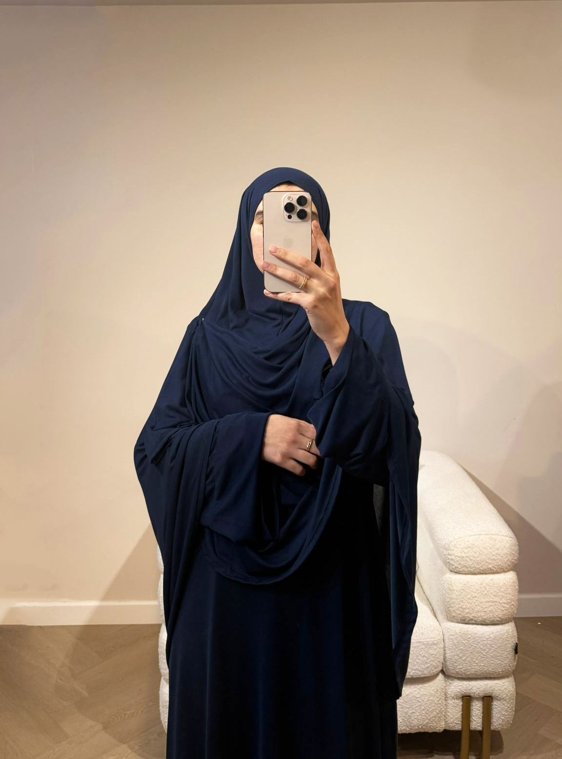 PREMIUM JERSEY KHIMAR ABAYA SET - BLAUW